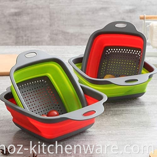 Kitchen Foldable Strainer Collapsible Colander Space-Saver HOZ Folding Silicone Strainers for Draining Pasta Vegetable Fruit